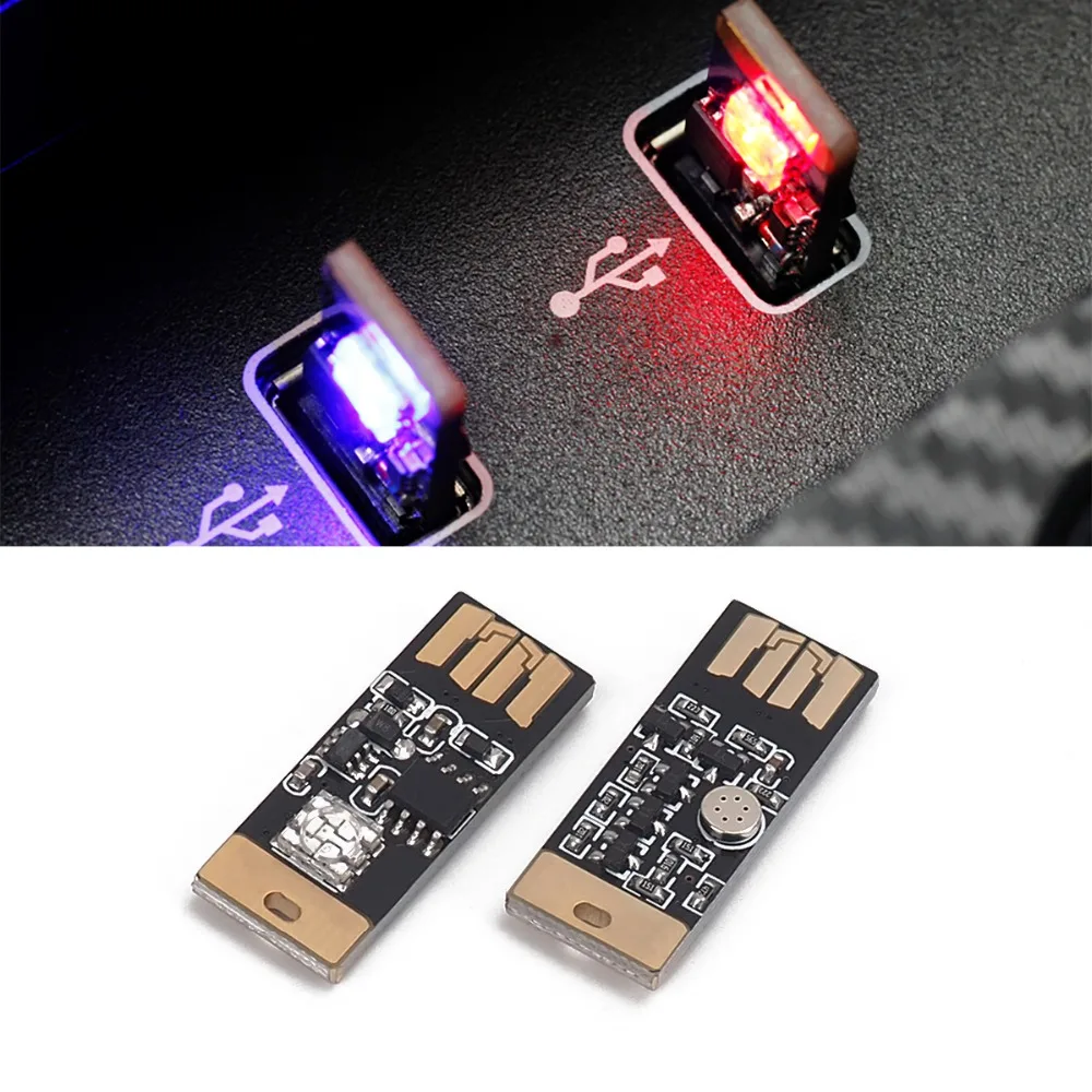 2 шт цветные Автомобильные светодиодные USB RGB атмосферные огни PC Авто Сенсорное