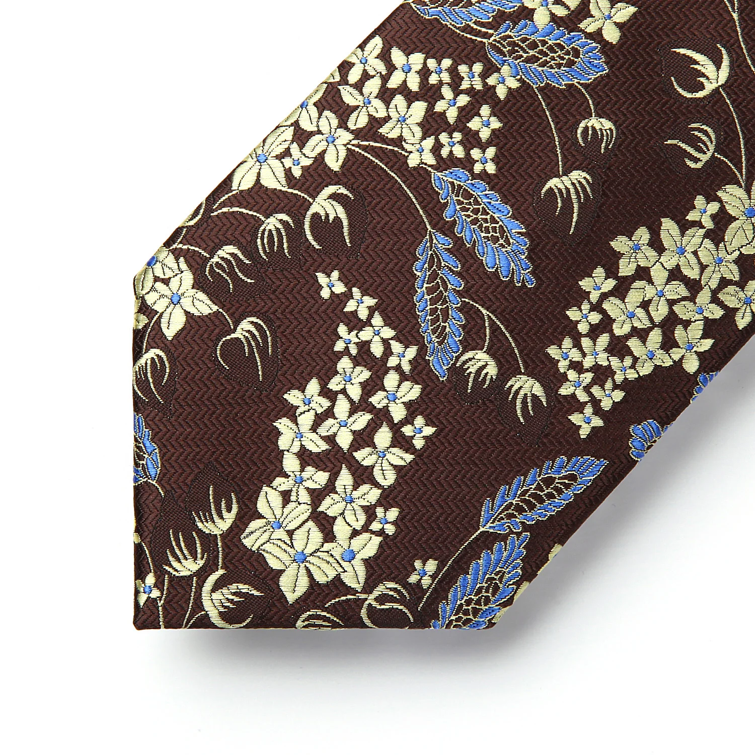  New Floral Brown Color Mens Tie Woven Silk Necktie Handkerchief Set TF815Z8S Party Wedding Classic 