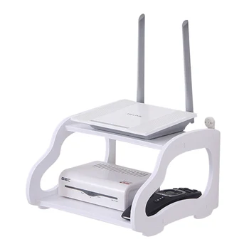 

HIPSTEEN Creative Adhesive Storage Rack Wall-mounted Hanging Set Top Box Holder Oganizer for Home Storage Item- Car White