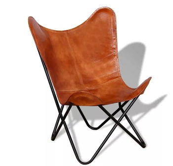 

VidaXL Portable Folding Butterfly Chair Upholstery PU Leather Living Room Furniture Lightweight Foldable Leisure Accent Chair