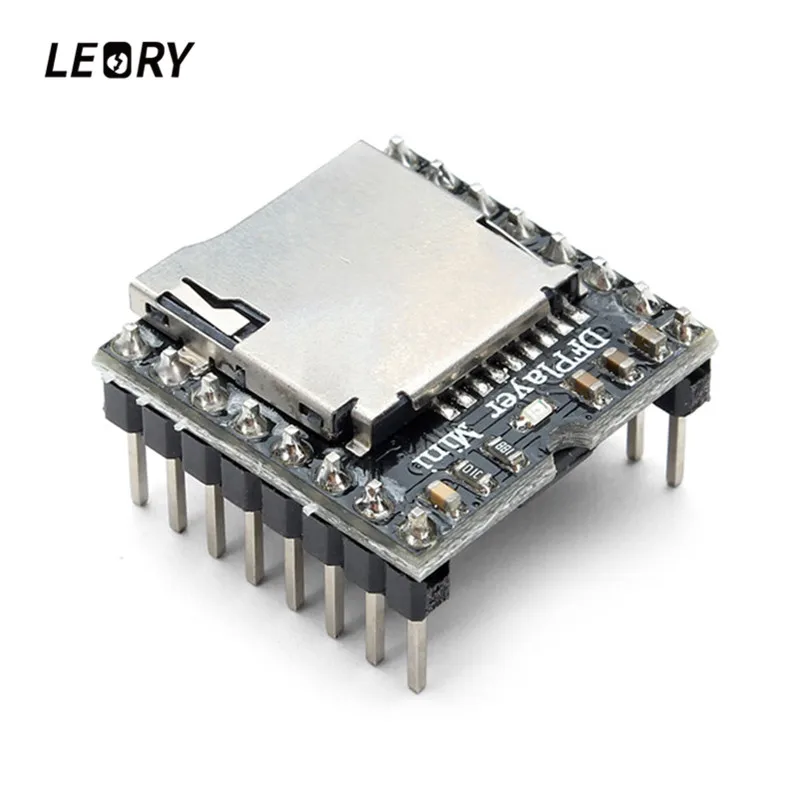 LEORY DFPlayer мини MP3 плеер модуль для Arduino 24-битный ЦАП Выход голосовой модуль Поддержка MP3/WAV/WMA TF карта USB диск ввода-вывода Управление