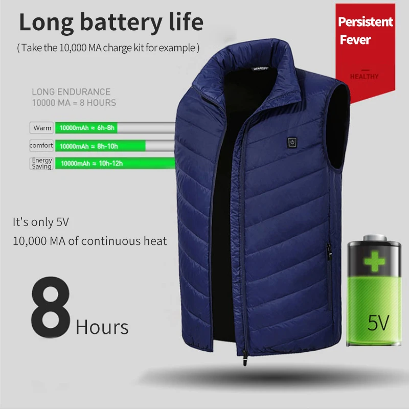 Winter heated Jacket Electric warm Heated Unisex coat Winter Warm Outdoor Ski jacket