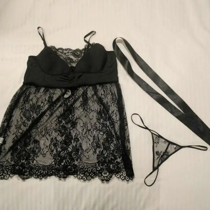 Sexy Babydoll Lingerie Erotic Women Black Lace Plus Size Costume Sleepwear Dress Transparent Hollow-out Chemise Underwear Sexy Babydoll Lingerie Erotic Women Black Lace Plus Size Costume Sleepwear Dress Transparent Hollow-out Chemise Underwear