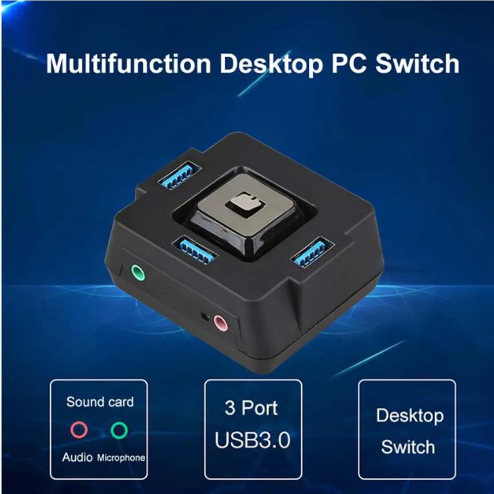 

3 In 1 1.2m Desktop Computer PC Case Power Supply on/off Reset Button Switch Extender Cable with Dual USB Port Dual Audio Plug