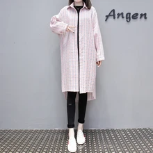 4XL Long Shirt Plus Size Women Blouse Low-high Design Korean Fashion 2019 Casual Plaid Long Sleeve Blouse Sun-proof Shirts цена 4XL Long Shirt Plus Size Women Blouse Low-high Design Korean Fashion 2019 Casual Plaid Long Sleeve Blouse Sun-proof Shirts цены онлайн