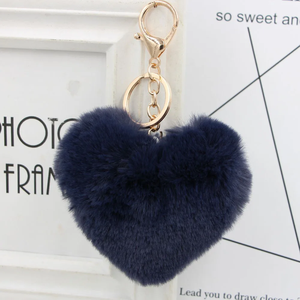 

2018 JINGYANG Red Love Form Lovely Buckle Heart Lint Pendant Gift Hanging Drop key ring keychain pompom Hot Sale valentine's day