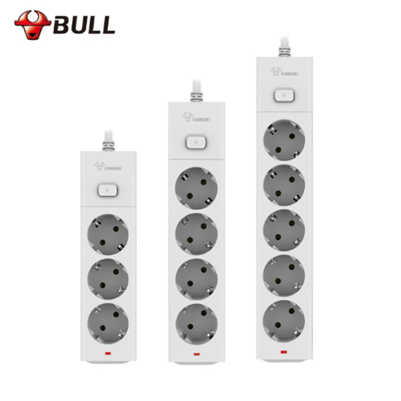 

Bull Eu Plug Power Strip 3 meter Electrical Socket EU Plug Extension Socket EU Power Strip 250V 16A 2500W EU security SOCKET