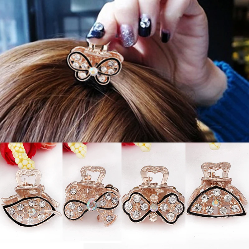

LNRRABC Women Retro Vintage Crystal Rhinestones Mini Butterfly Crown Hairpins Hair Claws Hair Clips Barrettes Hair Accessories