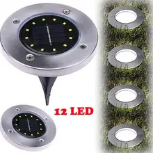 12-светодиодный солнечный свет для заземления, открытый путь, садовый настил, Белая теплая белая лампа для газона