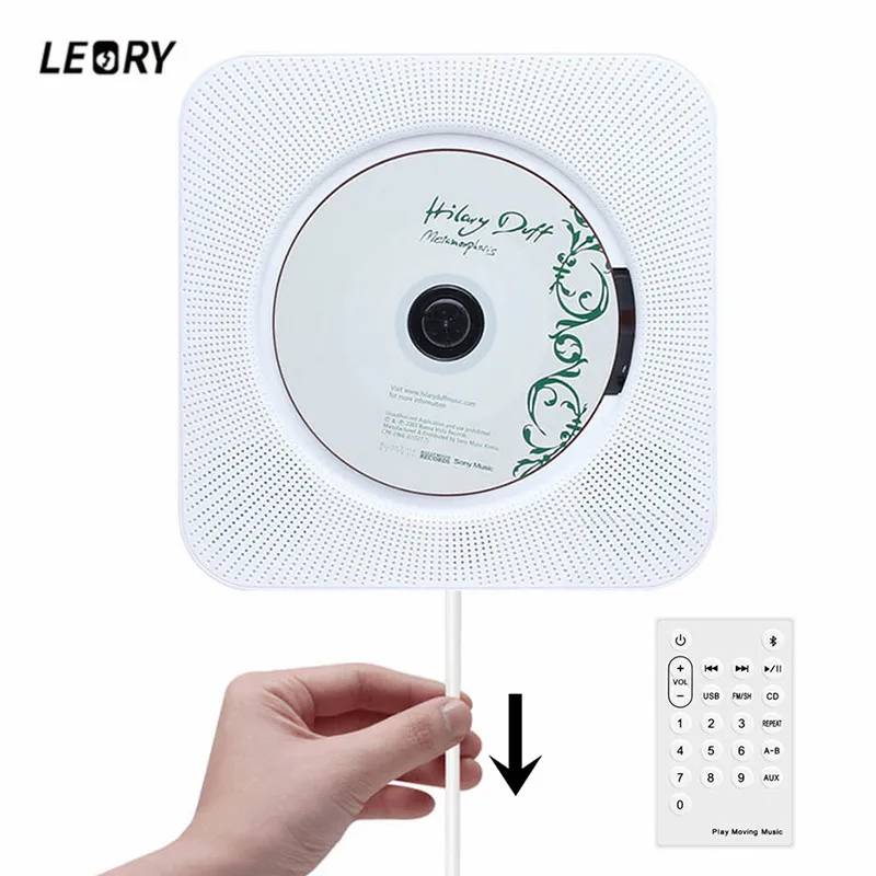 LEORY Wall Mount CD Player Bluetooth Home Audio Boombox with Remote Control FM Radio Built-in HiFi Speakers USB MP3 Portable LEORY Wall Mount CD Player Bluetooth Home Audio Boombox with Remote Control FM Radio Built-in HiFi Speakers USB MP3 Portable