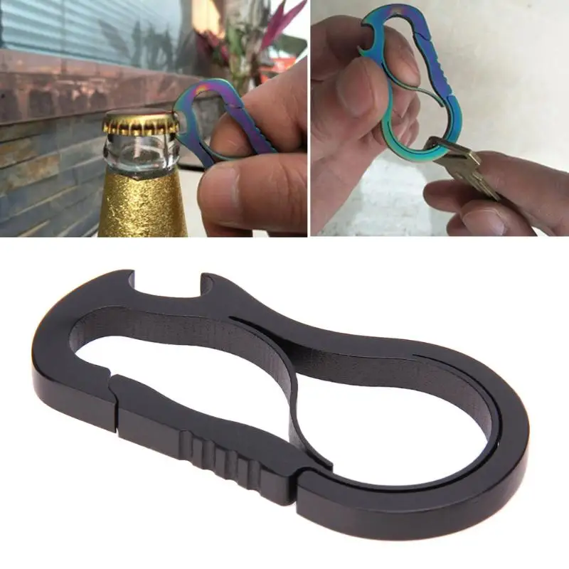 

EDC Equipment Outdoor Metal Fast Buckle Keychain Mini Bottle Opener Titanium Alloy Carabiner Hook Camping Climbing Accessories