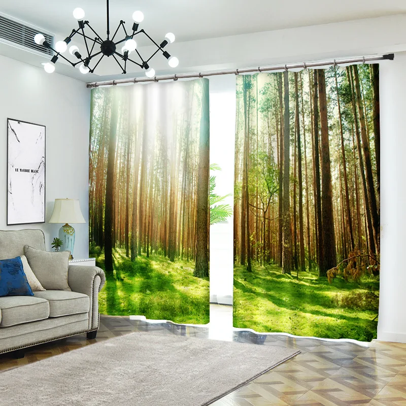 

plant 1set Digital print blackout curtains for window treatment blinds finished drapes window curtains Living room bedroom CU231