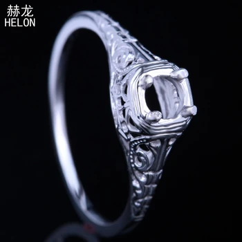 

Real Sterling Silve 925 Engagement Wedding Semi Mount Ring Art Deco Retro 4.5-5mm Round Cut Fine Jewelry Setting Wholesale