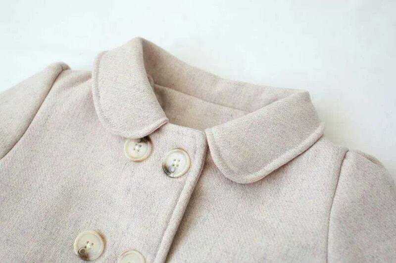 Зимние куртки; пальто для девочек; шерстяное пальто с меховым воротником для маленьких девочек; Верхняя одежда; детская одежда высокого качества