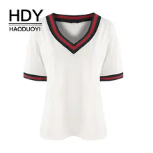 HDY HAODUOYI Plus Size 2019 Women Solid Half Sleeve T-Shirt Large Size V-Neck Black White Gray T-Shirt Over Size Casual Tops HDY HAODUOYI Plus Size 2019 Women Solid Half Sleeve T-Shirt Large Size V-Neck Black White Gray T-Shirt Over Size Casual Tops