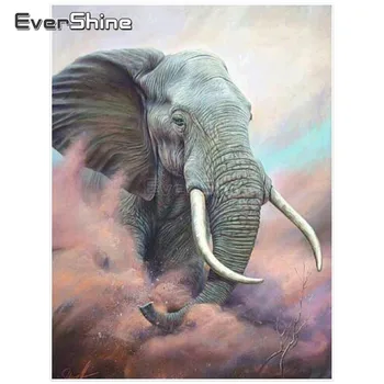 

Evershine Full Square Diamond Embroidery Elephant Rhinestones Painting With Diamonds Cross Stitch Animals Handmade Wall Decor