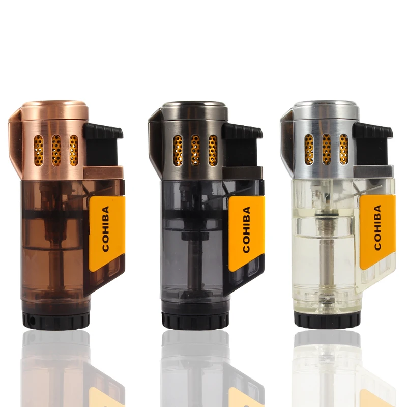 COHIBA гаджеты портативный ветрозащитный бутан газ 3 Пламя зажигалка для сигар