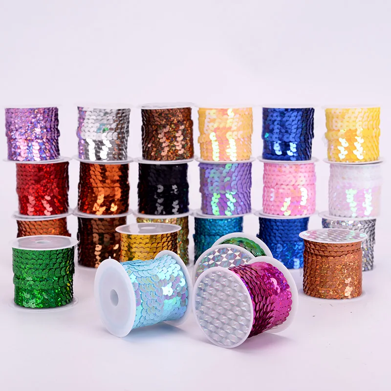 

Costume Sewing 5 Yards Sew On Flat Sequin 6mm Lace Craft Trim Strip Multicolor