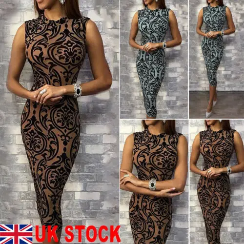 

Women Summer Sleeveless Dress Print O-Neck High Waist Pencil Dress Chinese Style Sundresses