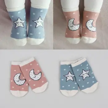 

Cute Baby Boys Girls Star Moon Print Socks Kids Cotton Soft Short Socks