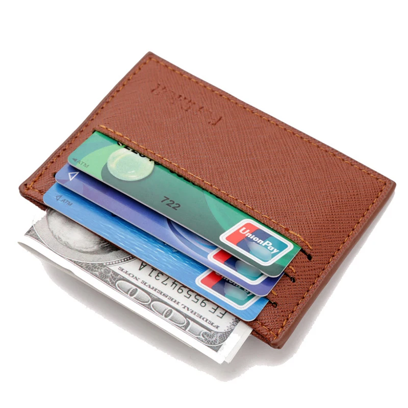 

Slim Credit Card Holders for Men PU Leather Cards Case Casual Business Card Cover Mini Thin Wallets Male Front Pocket Wallet