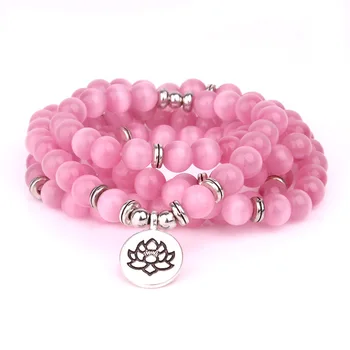 

Handmade 108 Beads Mala Bracelet for Women Tibetan Buddhism Jewelry Opal Beads Strand Charm Wrap Bracelet & Necklace