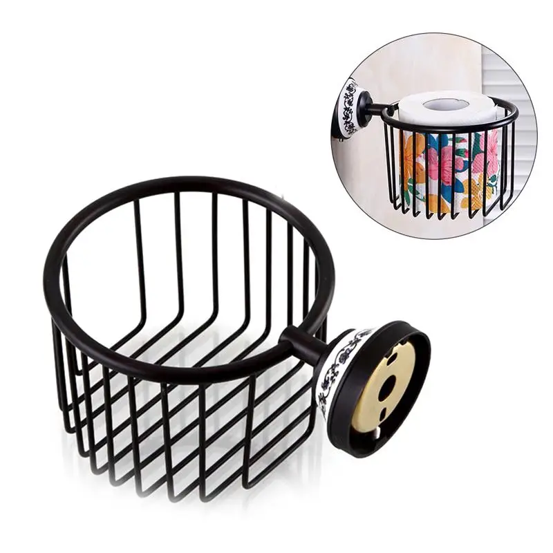 

Vintage Finish Wall Mount Roll Toilet Paper Wire Basket Toilet Tissue Caddy Storage Bathroom Shower Cosmetic Holder Soap Basket