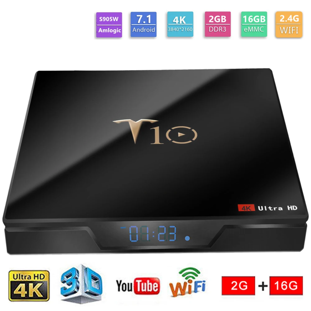 

T10 Pro Smart TV Box Amlogic S905X2 2.4G 5G WiFi BT4.1 Android 8.1 4GB 32GB 64GB USB3.0 4K VP9 Set Top Tv Box