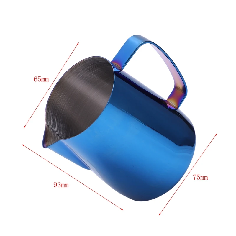 Stainless Steel Titanium Blue Frothing Jug Espresso Coffee Pitcher Steam & Froth Milk For Lattes & Cappuccinos