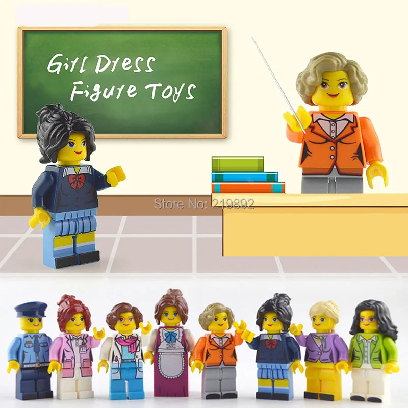 

8pcs New LegoINGlys Girl Friends Girl Dress Suit Mini Dolls Figures Bricks Set Building Blocks Toys for Children Girl Gifts
