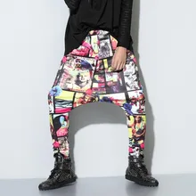 1804 весна лето 3d принт хип-хоп брюки мужские скейтборд свободные уличные джоггеры падение промежности танец хип-хоп брюки эластичный пояс