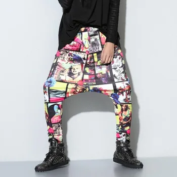 

#1804 Spring Summer 3d Print Hip Hop Pants Men Skateboard Loose Streetwear Joggers Drop Crotch Hiphop Dance Pants Elastic Waist