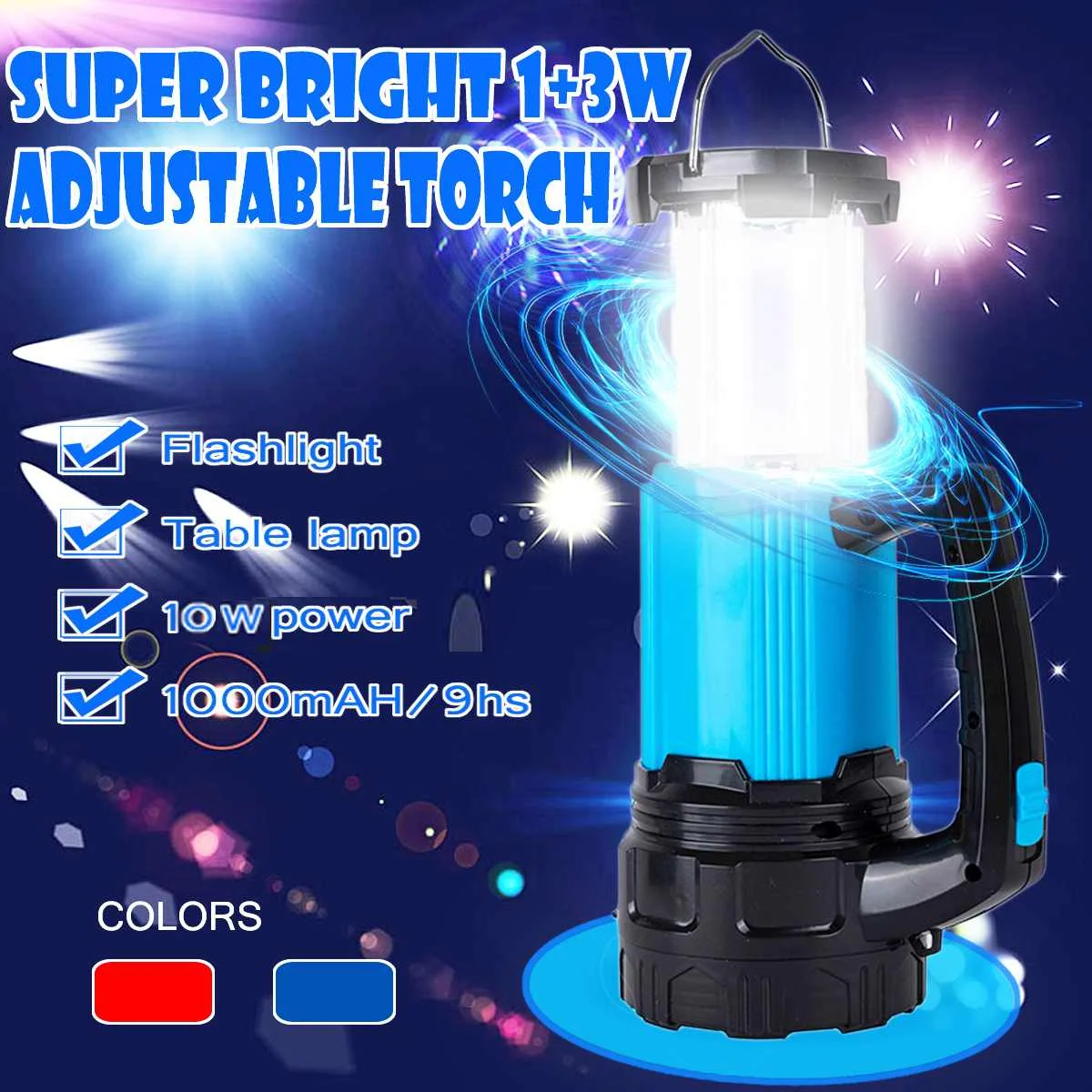 

Adjustable LED Portable Spotlight Working Lights Solar Power USB Rechargeable High Brightness Camping Led Latern Flashlight