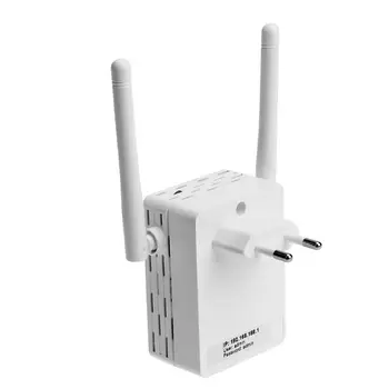 

300M Wall Plug WiFi Wireless Receiver Router Repeater with External Antenna