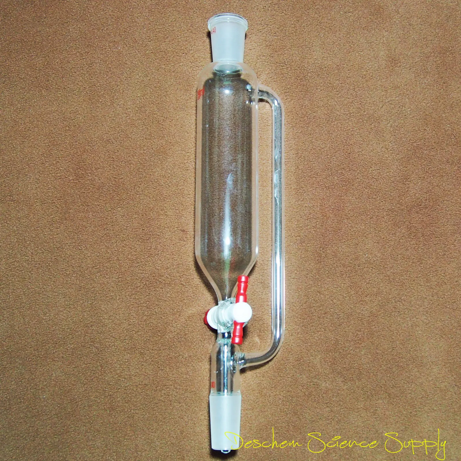 250ml.24/40, 유리 압력 균등화 추가 깔때기, PTFE 스톱콕 포함