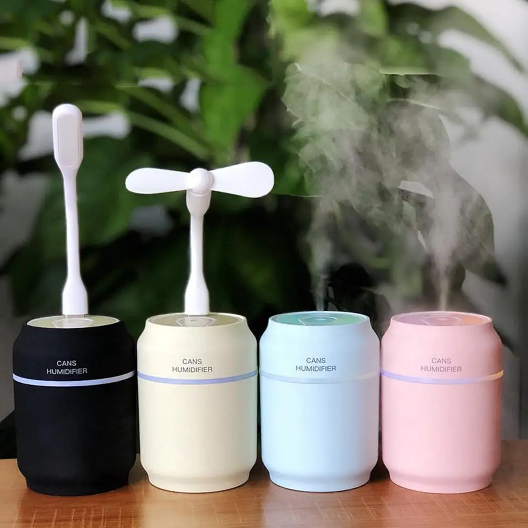 

3 in 1 Cans Humidifier,Night Lamp,Silent usb Fan Home Car Air Atomizer For Household Desktop Humidifier