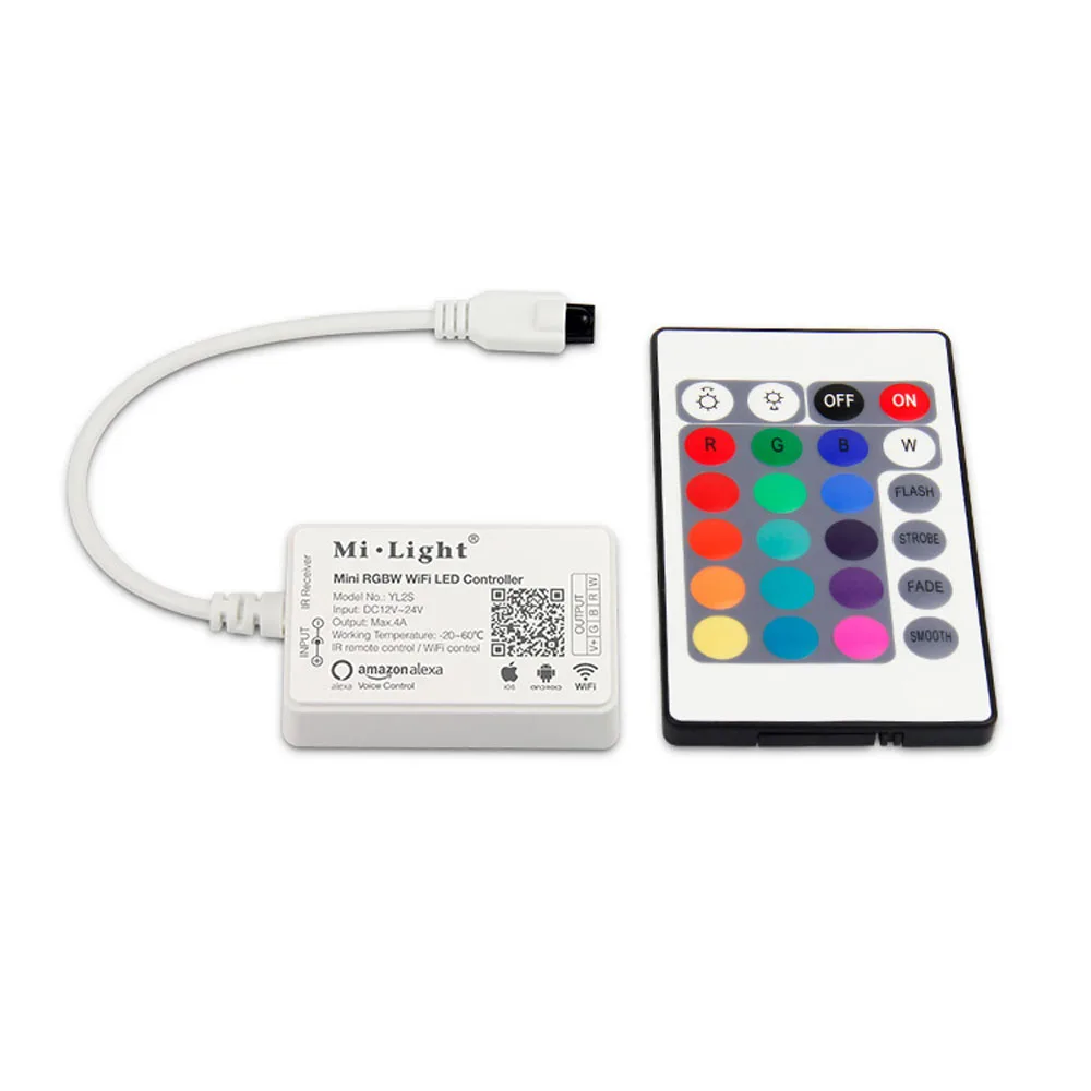 

CLAITE Milight YL2S Mini RGBW WiFi LED Controller Work With Amazon Alexa Voice for LED Strip Light DC12-24V