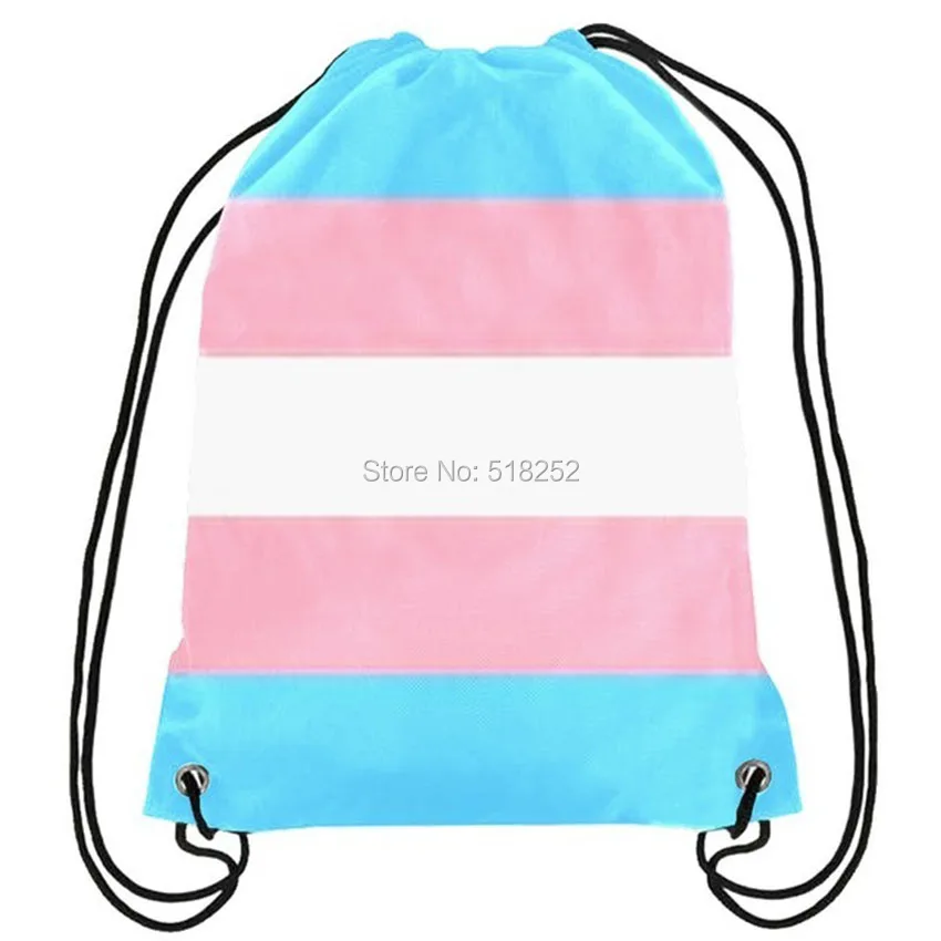 Радуга транссексуал Pride Drawstring Рюкзак Розовый ЛГБТ сумка Спорт настроить 35x45 см полиэфир цифровая печать