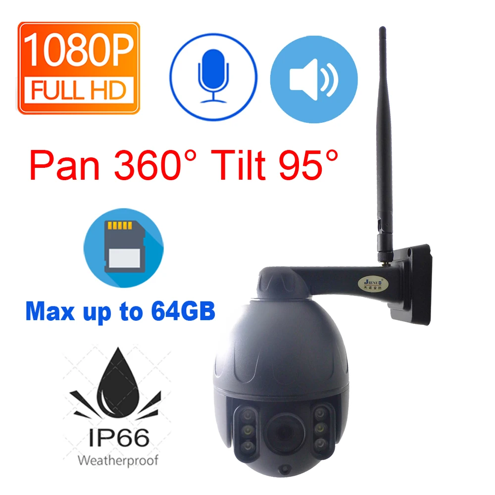 Беспроводная ip камера видеонаблюдения JIENUO 1080P с поддержкой Wi Fi МП|Камеры