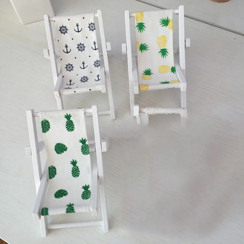 Mini Beach Chair Pattern Fold Wooden Chair Craft Decor Party Gift Furniture Dollhouse Accessories Mini Beach Chair Pattern Fold Wooden Chair Craft Decor Party Gift Furniture Dollhouse Accessories