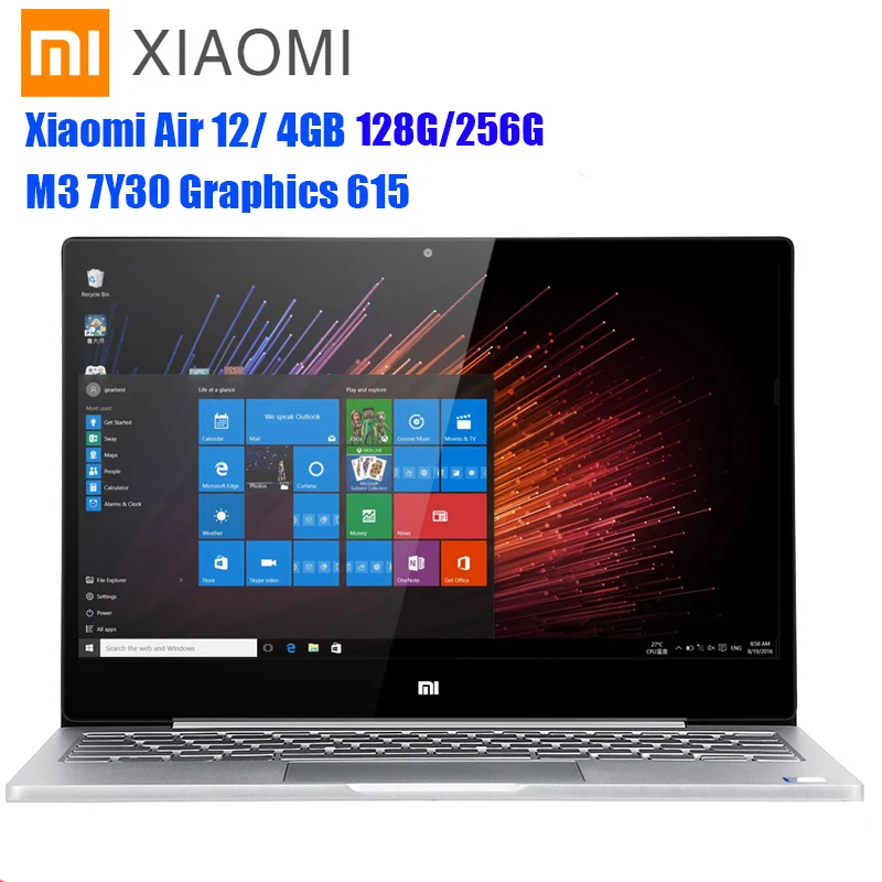 

Xiaomi Air 12 Notebook 12.5'' 1080P IPS Screen Windows 10 Intel Core M3-7Y30 4GB+128GB HDMI Laptop Fast Charging Type-C