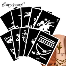 10 шт./компл. для нанесения хны и тату трафарет танцор узор Рисование пастой для боди-арта тату трафарет пикантный товар Водонепроницаемый HN#31