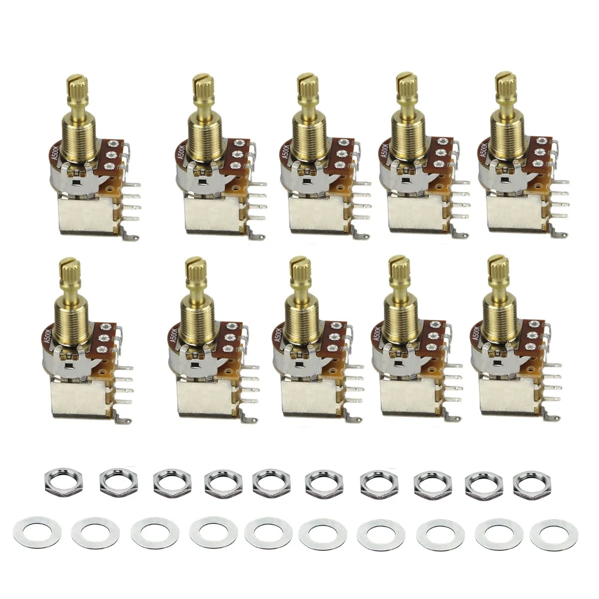 FLEOR 10PCS Push Push Guitar Potentiometer A500K AudioTaper Tone