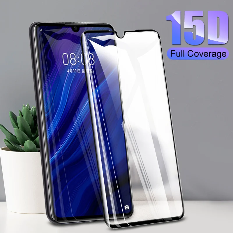 

15D Full Curved Edge Protective Glass on the For Huawei P30 Pro P30 Lite Tempered Screen Protector For Huawei P30 Pro Glass Film