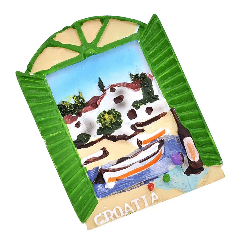 

Lychee Life 1PC Window Of Croatia Landscapes Fridge Magnet Resin Refrigerator Magnetic Sticker Travel Souvenir Home Kitchen