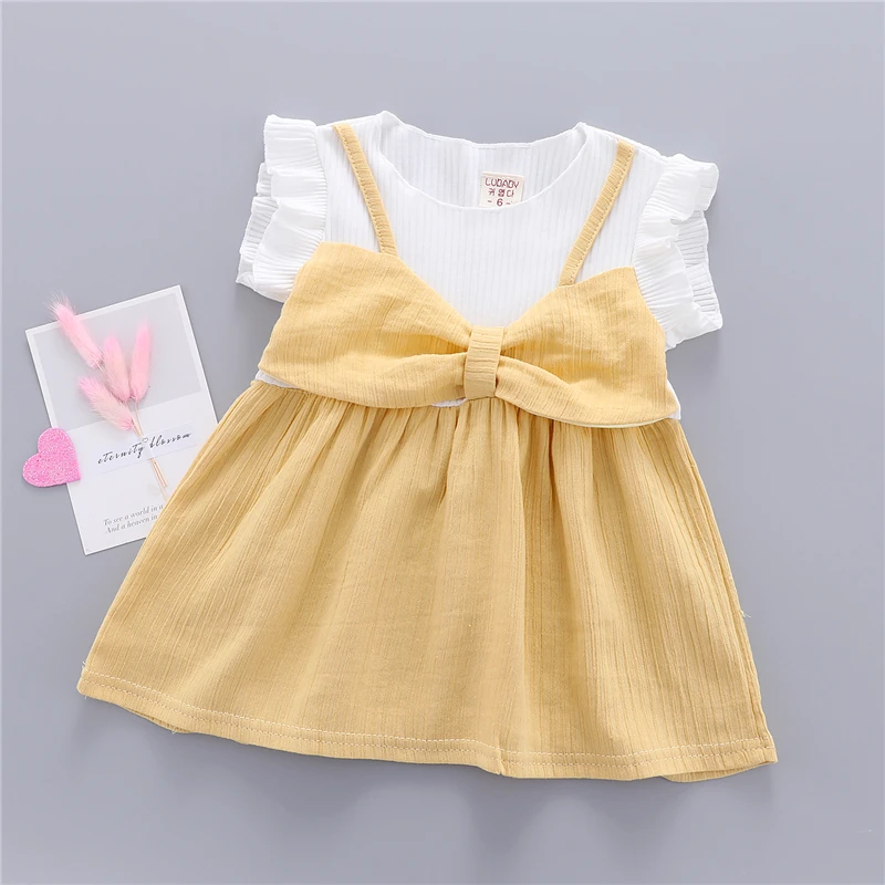 Cute Girls Dresses Summer Bow Baby Dress Wedding Party Clothes Little Girls Clothing Casual Sundress Sleeveless Baby Girl Dress