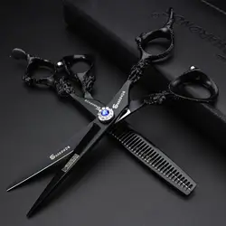 6 дюймов Парикмахерские ножницы для парикмахерской аксессуары черный двойной дракон сапфир ножницы филировочные ножницы
