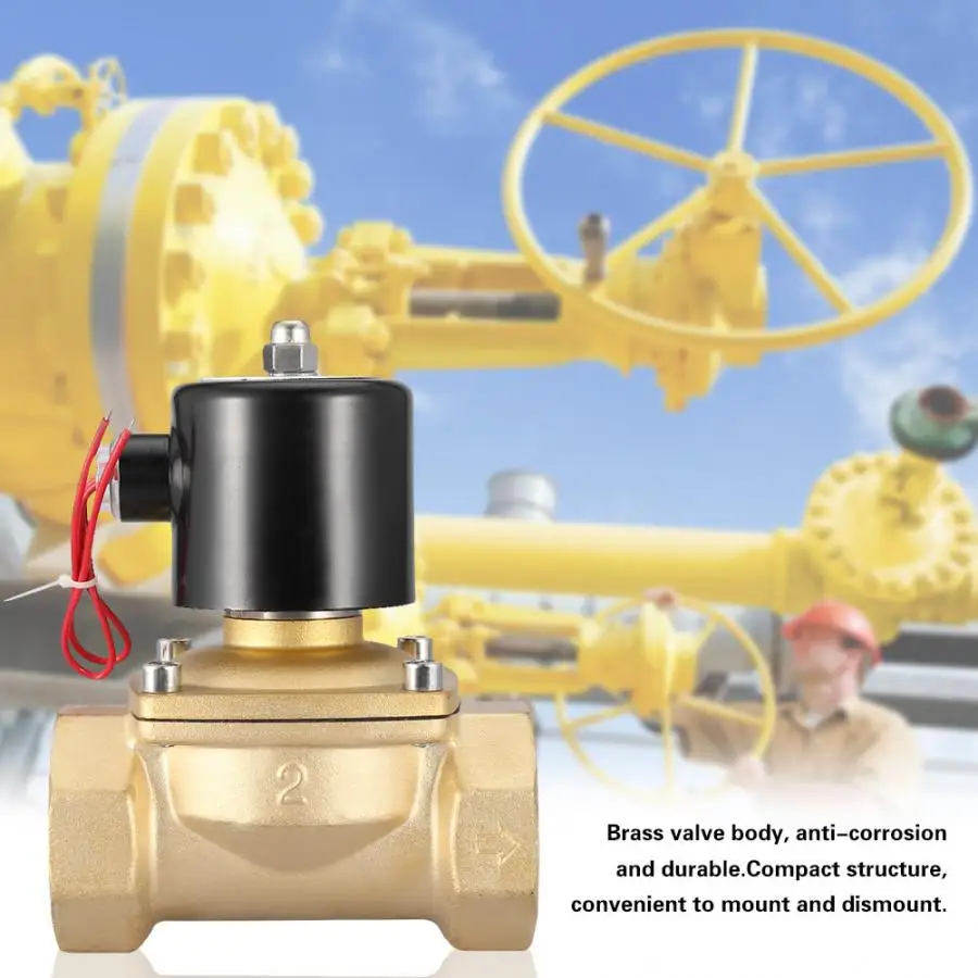 

DN50 220V Solenoid Valve 2 Two Way Brass Electric Solenoid Valve Normally Closed 220VAC Pipe Ball Valve
