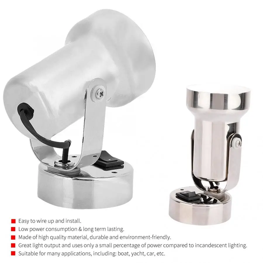 

Reading Lamp with Switch for Trailer / Van / Yacht / Boat lamp for auto Aluminum Alloy