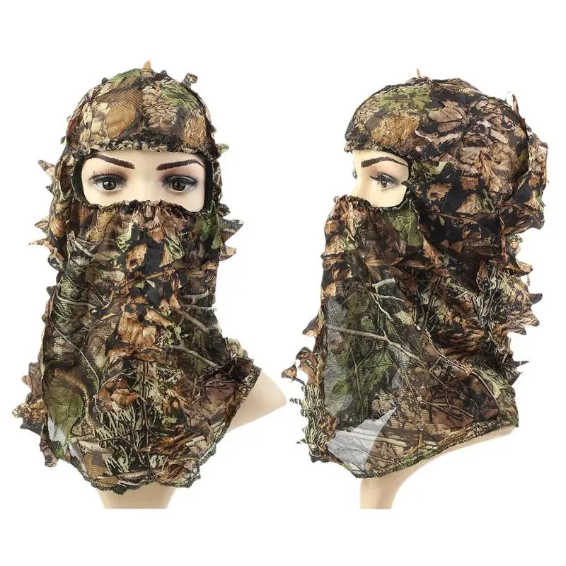 3D листья полиэстер Тактическая Военная охотничья маска на все лицо защитная шапка-Балаклава наружная маска для охоты Полнолицевая шапка